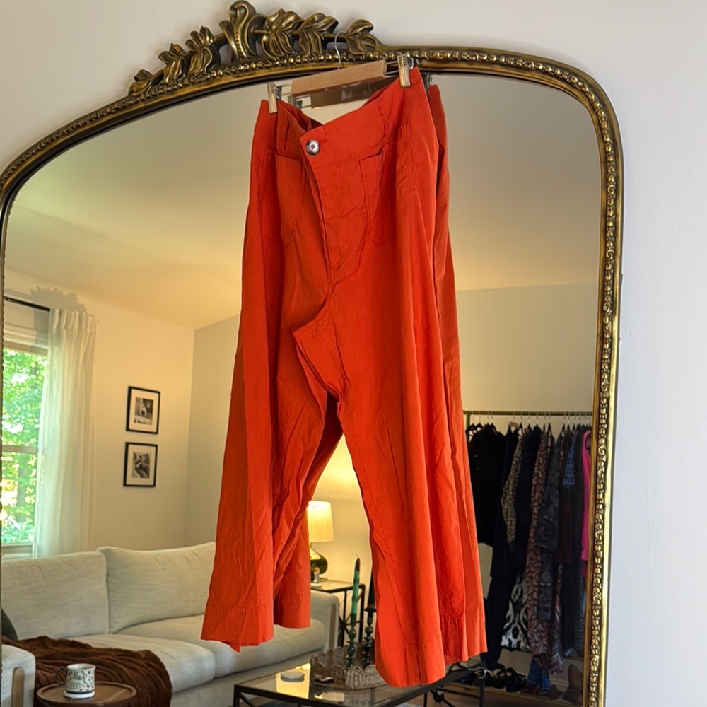 Bright Orange Wide-Leg Pants